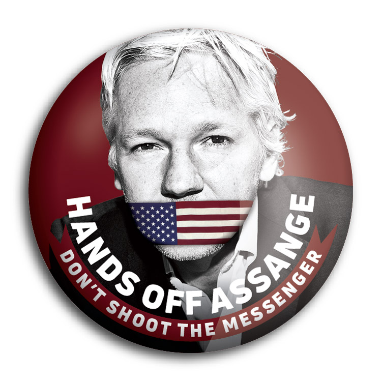 3 x Free Julian Assange 32mm BUTTON PIN BADGES Truth Wikileaks Assange Protest 