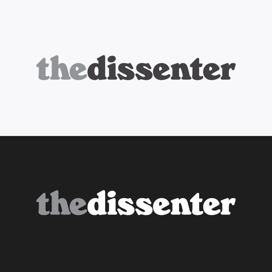 The Dissenter independent media logo greyscale versions