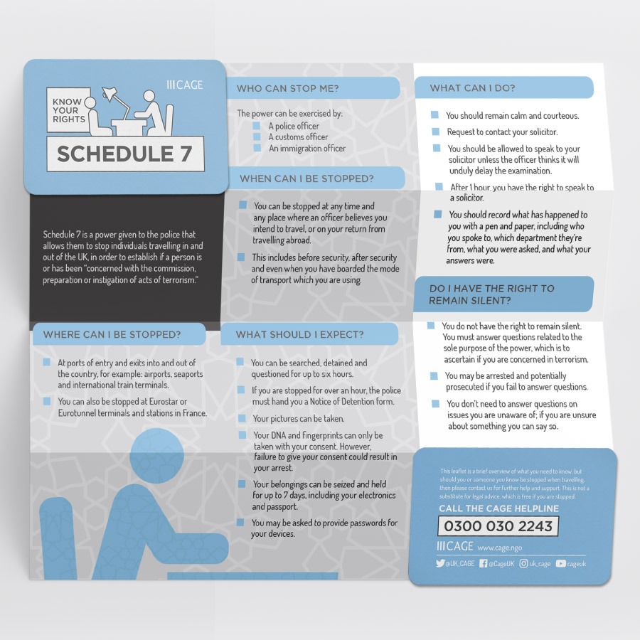 Know Your Rights flyer, Schedule 7