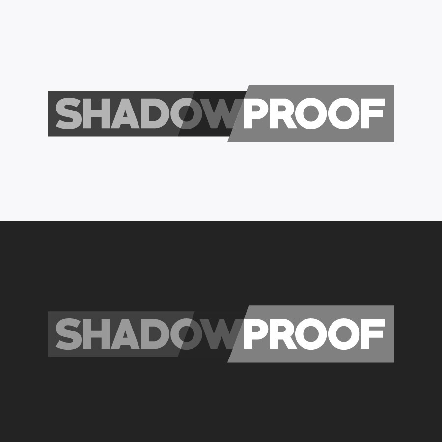 Shadowproof independent media logo greyscale versions