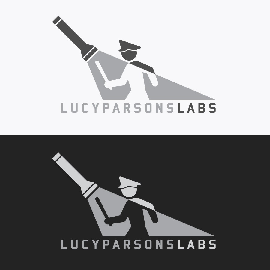 Lucy Parsons Labs campaigning organisation logo greyscale versions