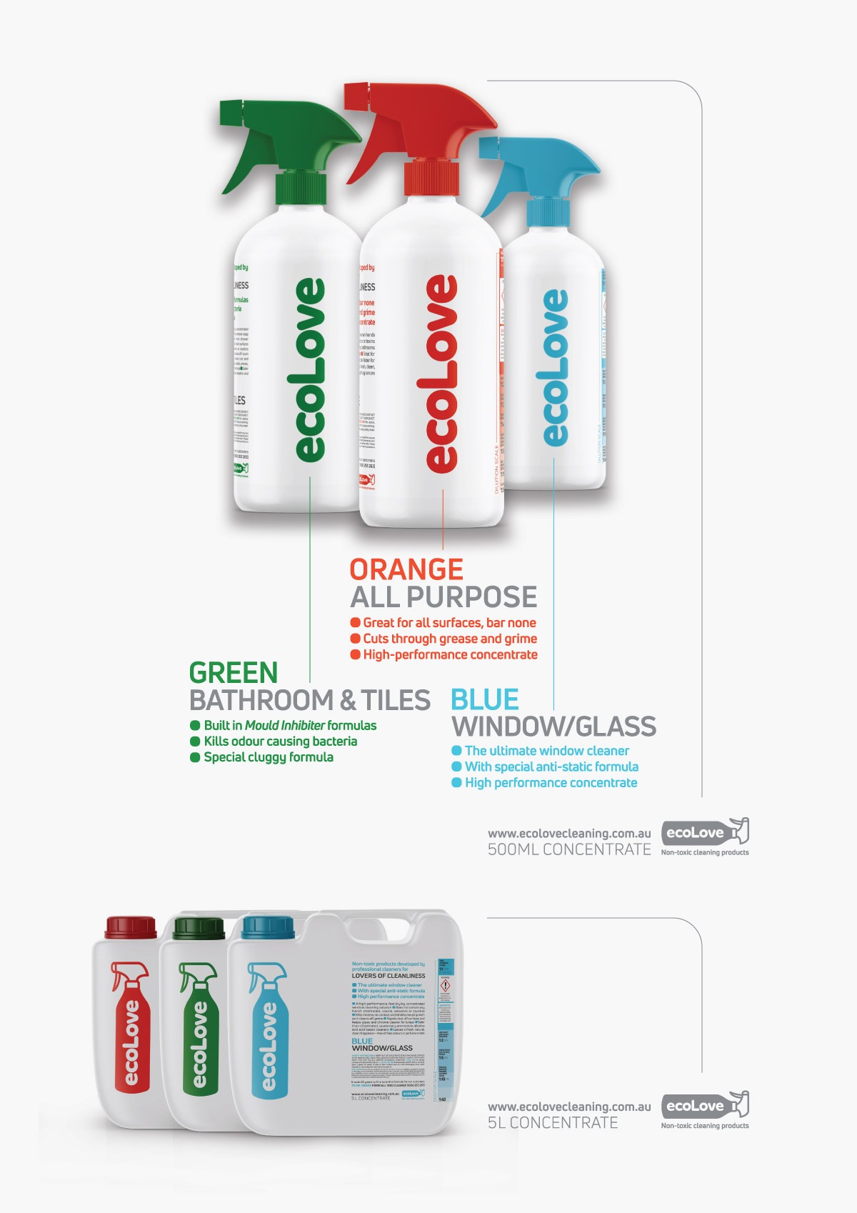 Ecolove cleaning products logo and labels