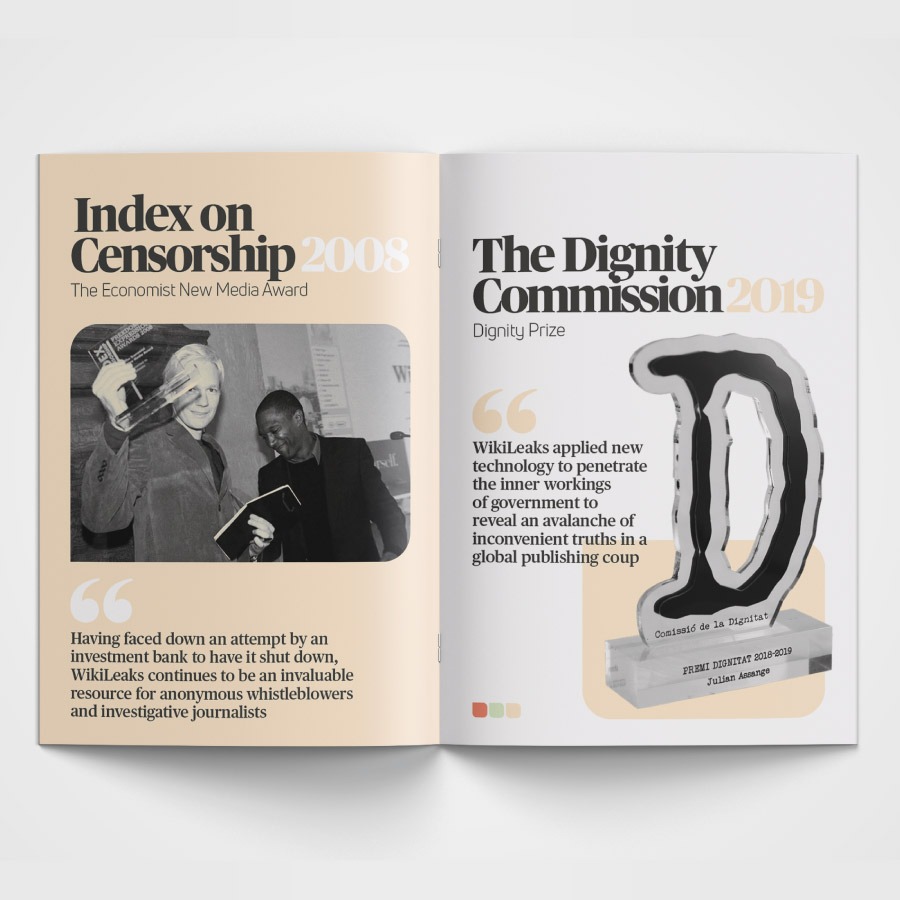 Julian Assange journalism awards booklet